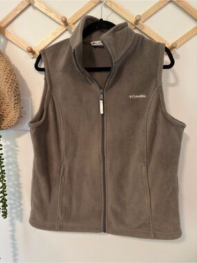 Columbia Fleece Vest Large Taupe Brown XL